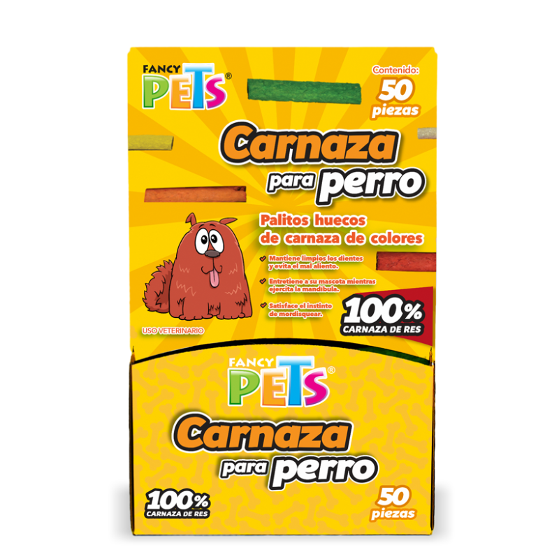 PALITOS HUECOS DE CARNAZA DE COLORES CAJA 50 PZ