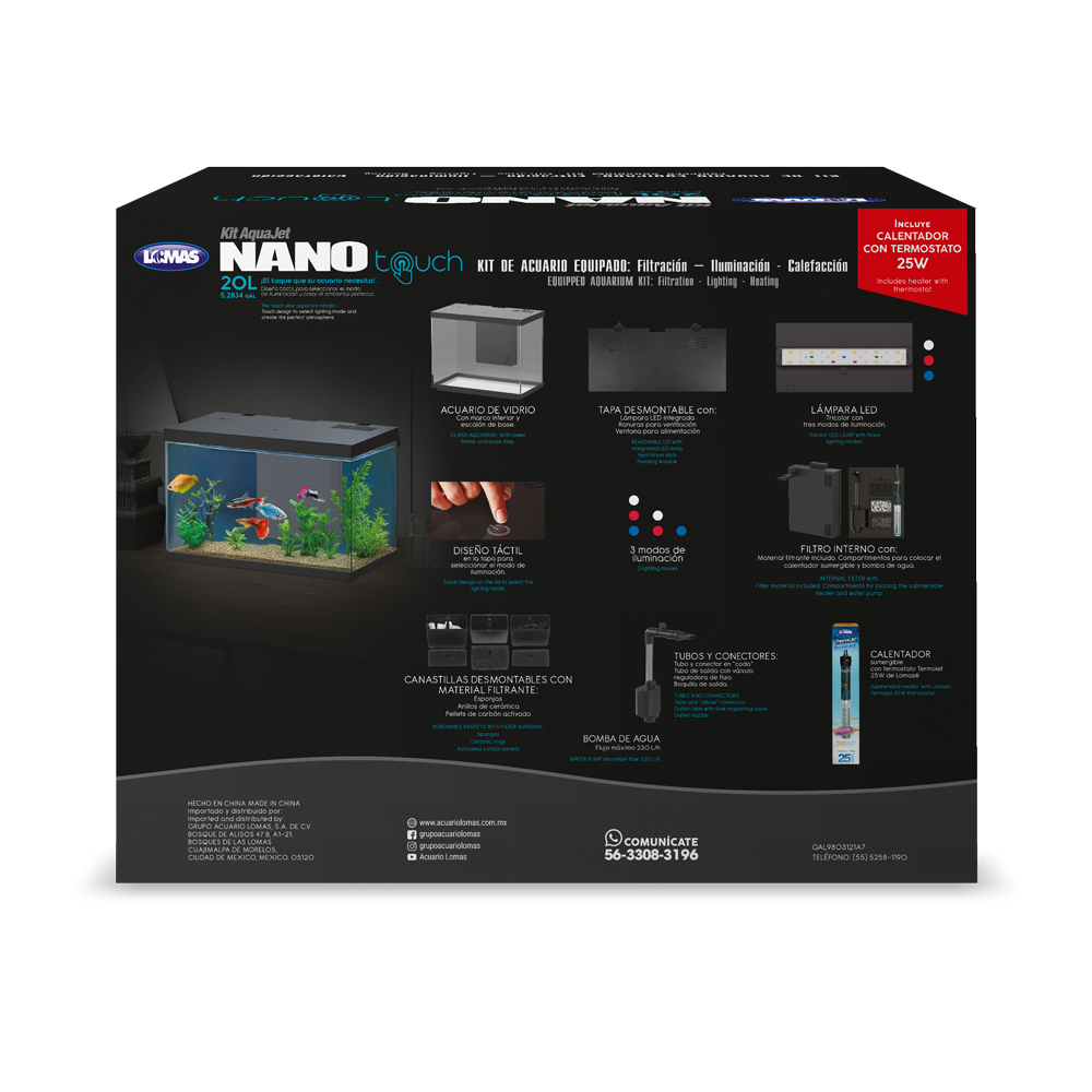 ACUARIO NANO TOUCH 20 LT